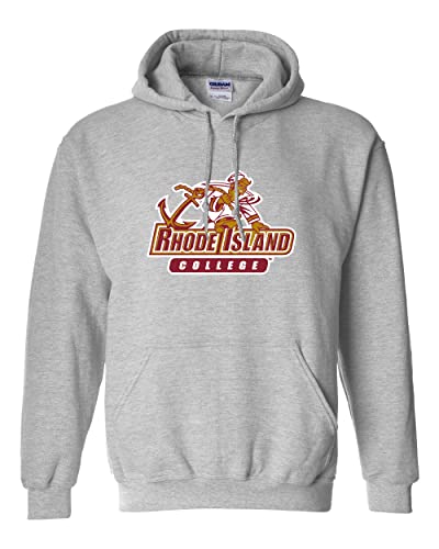 Rhode Island College Full Mascot Hooded Sweatshirt - Sport Grey