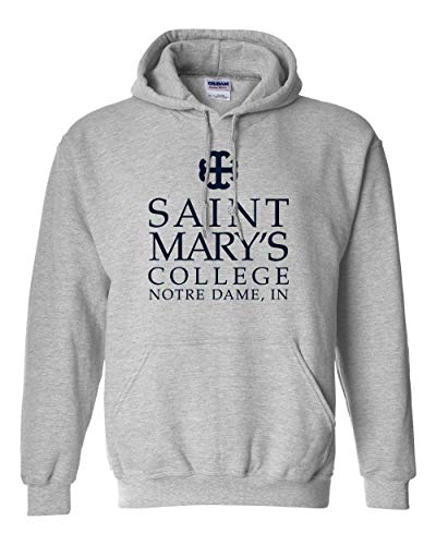 Saint Mary's College One Color Navy Stacked Text Hoodie - Sport Grey