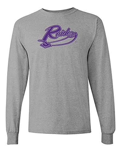 University of Mount Union Raiders Script Logo Long Sleeve Shirt - Sport Grey