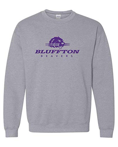 Bluffton Beavers Logo One Color Crewneck Sweatshirt - Sport Grey