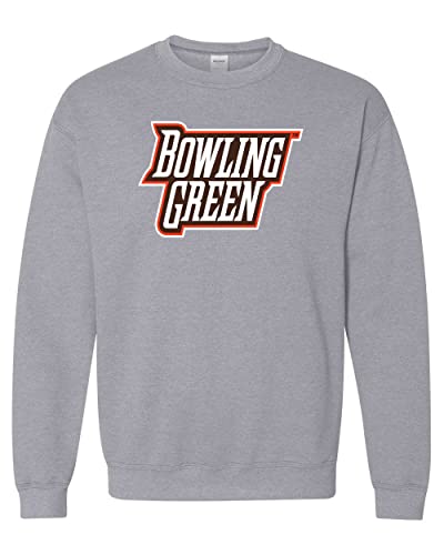 Bowling Green Text Logo Full Color Crewneck Sweatshirt - Sport Grey