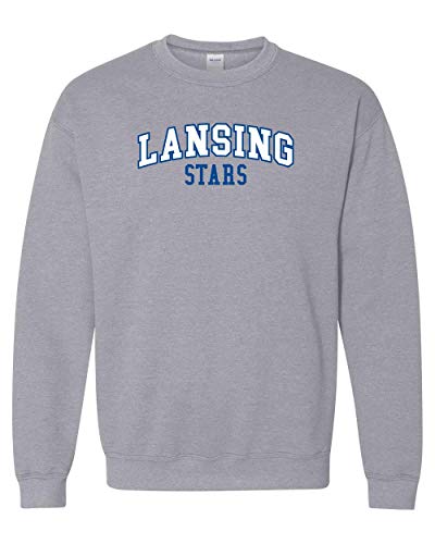 Lansing Stars Arched Two Color Crewneck Sweatshirt - Sport Grey