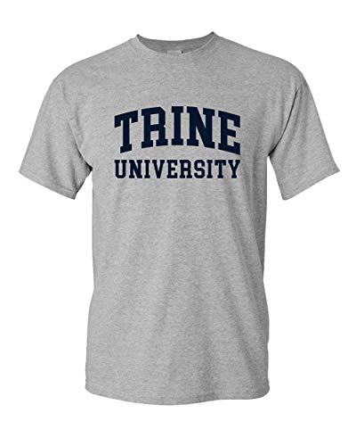 Trine University Navy Text T-Shirt - Sport Grey