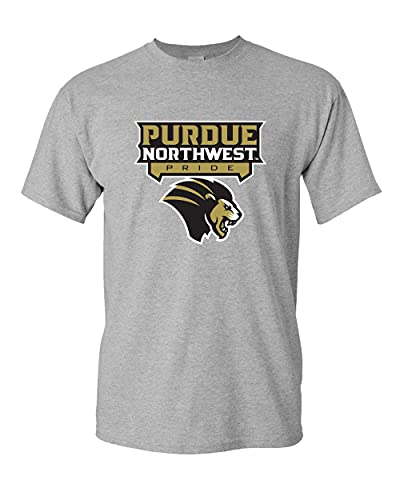 Purdue Northwest Pride Three Color Logo T-Shirt - Sport Grey