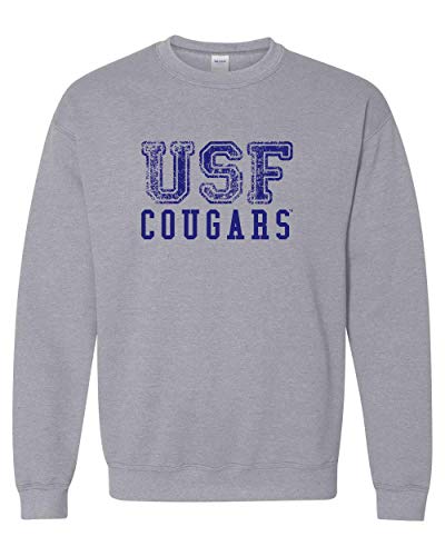 Saint Francis USF Cougars Blue Ink Crewneck Sweatshirt - Sport Grey