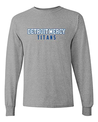Detroit Mercy Titans Text Two Color Long Sleeve T-Shirt - Sport Grey