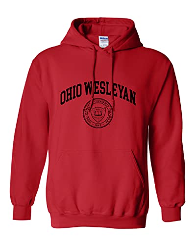 Ohio Wesleyan Crest One Color Hooded Sweatshirt - Red
