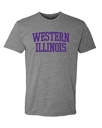 Western Illinois Purple Text Soft Exclusive T-Shirt - Dark Heather Gray