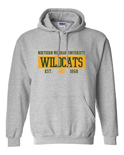 Northern Michigan Wildcats EST Two Color Hooded Sweatshirt - Sport Grey