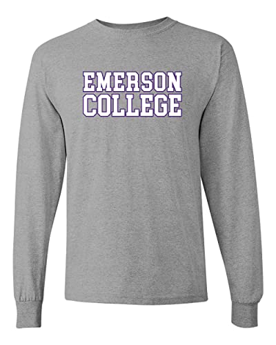 Emerson College Block Letters Long Sleeve Shirt - Sport Grey