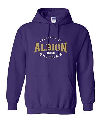 Albion College Property of Purple Hooded Sweatshirt | Albion Britons Student and Alumni Mens/Womens Hoodie - Purple