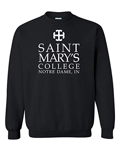 Saint Mary's College 1Color White Stacked Text Crewneck Sweatshirt - Black