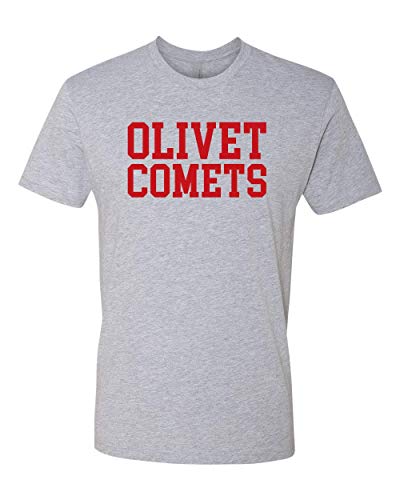 Olivet College Comets Red Text T-Shirt - Heather Gray