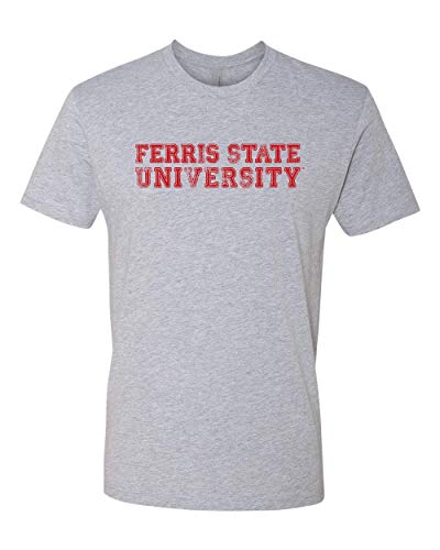 Ferris State University Text Distressed Exclusive Soft Shirt - Heather Gray