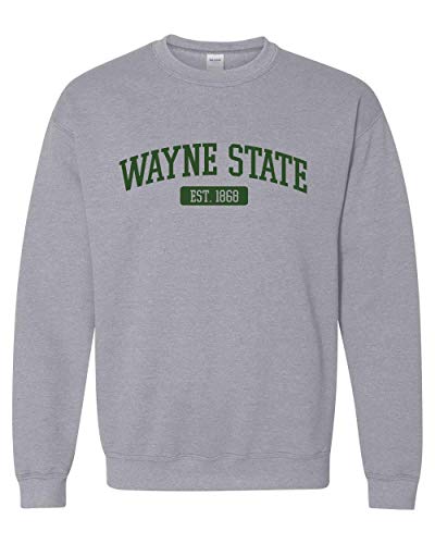 Wayne State EST One Color Crewneck Sweatshirt - Sport Grey