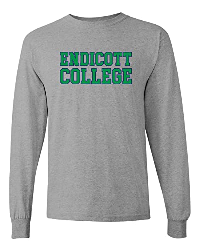Endicott College Block Letters Long Sleeve Shirt - Sport Grey