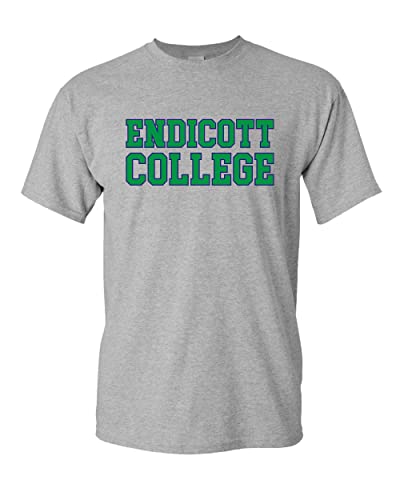 Endicott College Block Letters T-Shirt - Sport Grey