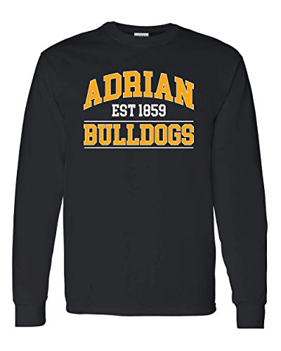 Adrian College Bulldogs 2 Color Established 1859 Long Sleeve - Black