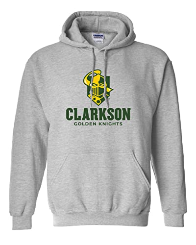 Clarkson University Golden Knights Logo Hooded Sweatshirt - Sport Grey