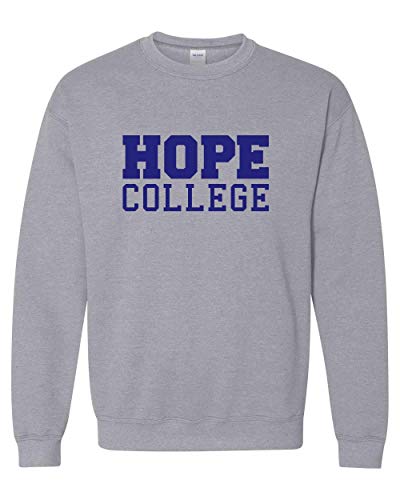 Hope College Stacked One Color Crewneck Sweatshirt - Sport Grey