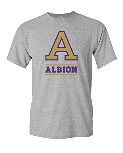 Albion College 2 Color A T-Shirt | Albion Britons Student and Alumni Mens/Womens T-Shirt - Sport Grey