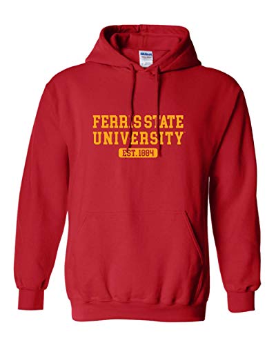 Ferris State University EST One Color Hooded Sweatshirt - Red