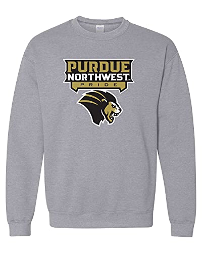 Purdue Northwest Pride Three Color Logo Crewneck Sweatshirt - Sport Grey
