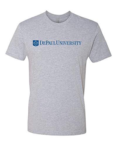 Premium DePaul University 1 Color Text Adult T-Shirt - Heather Gray