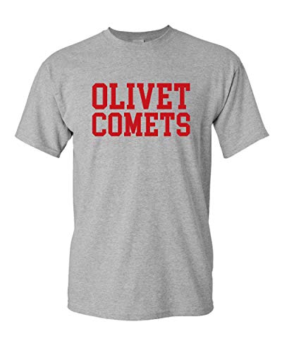 Olivet College Comets Red Text T-Shirt - Sport Grey