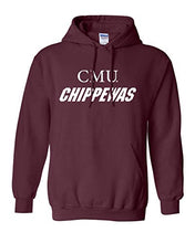 Load image into Gallery viewer, CMU White Text Chippewas Hooded Sweatshirt Central Michigan University Logo Apparel Mens/Womens Hoodie - Maroon
