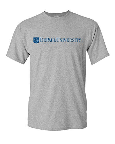 DePaul University 1 Color Text Adult T-Shirt - Sport Grey