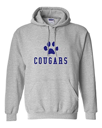 Saint Francis Cougars Navy Paw Hooded Sweatshirt - Sport Grey